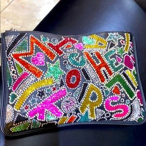Michael Kors 
Large Party Bead Leather Zip Pouch